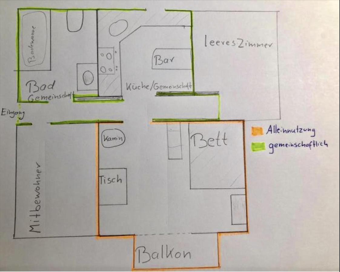 Apartmán Zentrales Wg-Zimmer 1 Ravensburg, Balkon, Kamin Exteriér fotografie